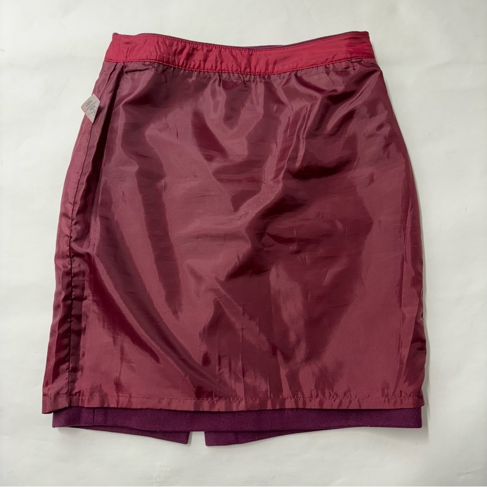 J. Crew Wool Blend The Pencil Skirt Straight Burgundy Wine Red Size 2 - Picture 10 of 17